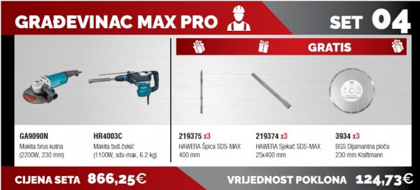 MAKITA GA9090N + HR4003C + 219375x3 + 219374x3 + 3934 x 3 Građevinac max pro JP26